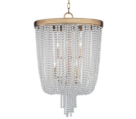 Royalton Plafond i stål og glaskrystal Ø46,5 cm 4 x E14 - Antik messing/Klar