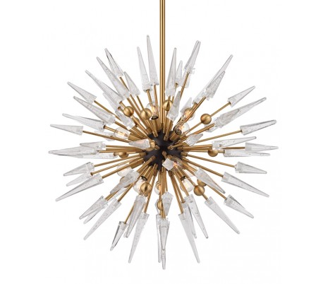 Dunkirk Lysekrone i stål og krystalglas Ø51 cm 8 x E14 - Antik messing/Klar