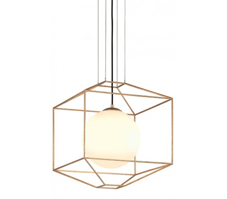 Silhouette Loftlampe i glas og jern Ø41 cm 1 x E27 - Opalhvid/Guld