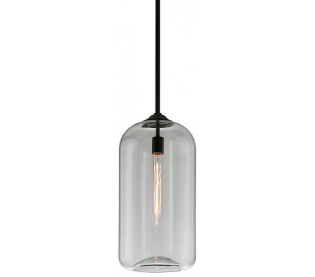 District Loftlampe i glas og jern Ø20,5 cm 1 x E27 - Satineret sort/Sort
