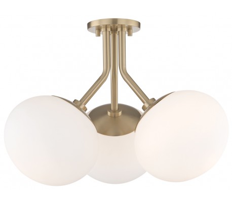 Stella Plafond i stål og opalglas Ø46,5 cm 3 x E27 - Antik bronze/Opalhvid