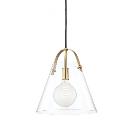 Angie Loftlampe i glas og stål Ø12 cm 1 x G9 LED - Antik messing/Klar