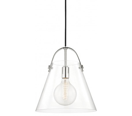 Karin Loftlampe i glas og stål Ø32,5 cm 1 x E27 LED - Antik messing/Klar