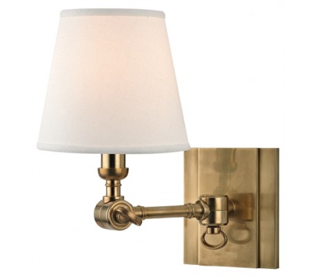 Madison Væglampe i messing og faux silke H48 cm 1 x E14 - Antik messing/Hvid
