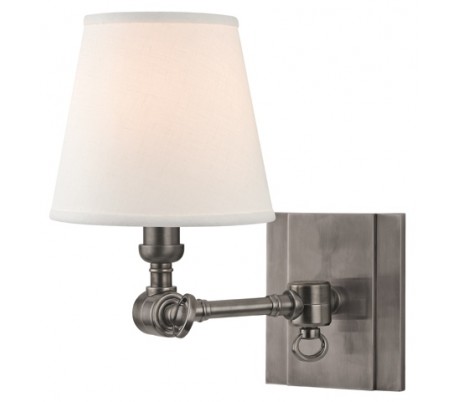 Hillsdale Væglampe i messing og linned H25,5 cm 1 x E14 - Antik messing/Hvid