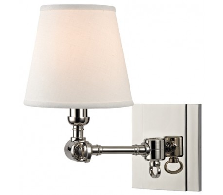 Hillsdale Væglampe i messing og linned H25,5 cm 1 x E14 - Antik nikkel/Hvid