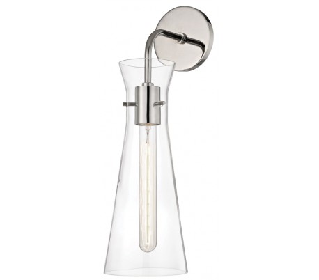 Anya Væglampe i stål og glas H47 cm 1 x E27 - Antik messing/Klar