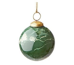 Julekugle i marmoriseret glas Ø7,5 cm - Lilla/Hvid