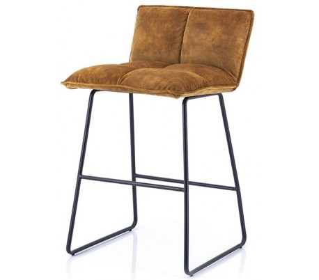 2 x Spisebordsstole i polyester og metal H89 x B49 x D60 cm - Okker