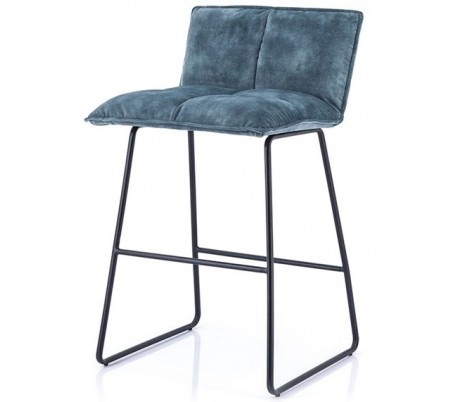 2 x Barstole i polyester og metal H87 x B43 x D47 cm - Okker