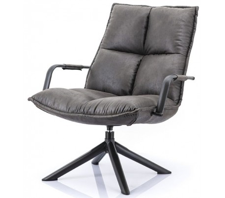 Lænestol i polyester og metal H76 x B82 x D64 cm - Antracit