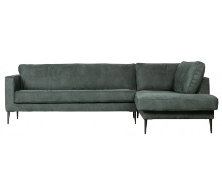 Hjørnesofa højrevendt i læder 266 x 213 cm - Vintage armygrøn