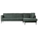 Hjørnesofa højrevendt i læder 266 x 213 cm - Vintage armygrøn