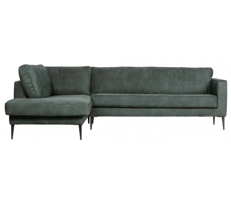 Hjørnesofa højrevendt i polyester 275 x 215 cm - Petrolium
