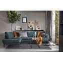 Hjørnesofa højrevendt i polyester 275 x 215 cm - Petrolium