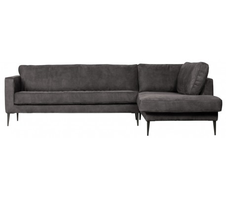 Hjørnesofa højrevendt i polyester 275 x 215 cm - Petrolium