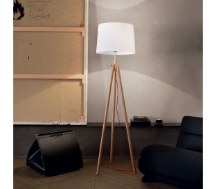 YORK Gulvlampe i træ og tekstil H164 cm 1 x E27 - Sort 2