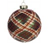 Tartan julekugle i glas Ø10 cm - Grøn