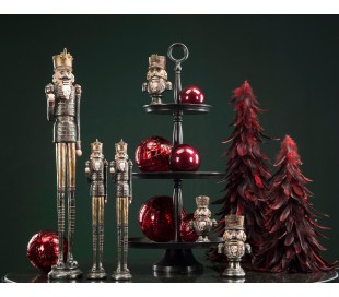 Julemand i polyresin H60 cm - Antik rød/Antik grøn 2