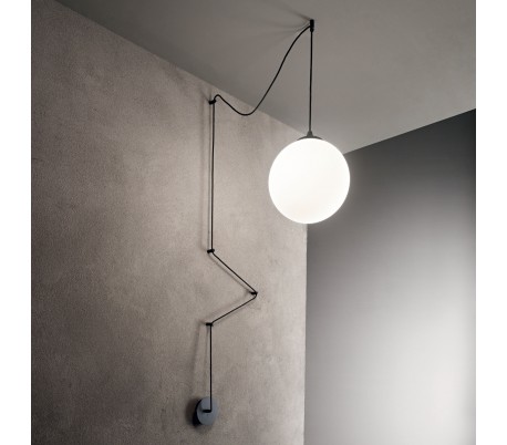 MAGLIE Loftlampe i glas og metal Ø45 cm 1 x E27 - Mat sort/Hvid