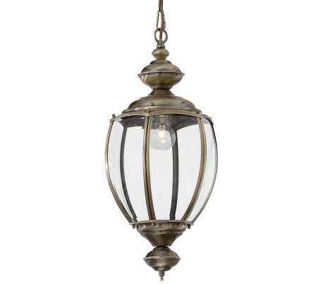 DECA Loftlampe i glas og metal Ø50 cm 1 x E27 - Klar/Antik messing