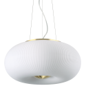 LOKO Loftlampe i glas og metal Ø40 cm 1 x E27 - Satineret messing/Hvid