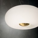 LOKO Loftlampe i glas og metal Ø40 cm 1 x E27 - Satineret messing/Hvid