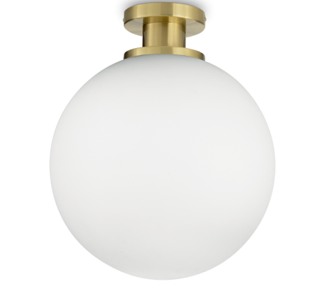 LOKO Loftlampe i glas og metal Ø40 cm 1 x E27 - Satineret messing/Hvid