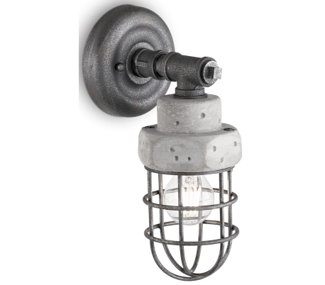 BROOKLYN Væglampe i metal og beton H13 cm 1 x E27 - Antik messing/Grå