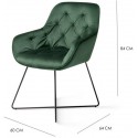 2 x Tara Spisebordsstole H84 cm velour - Sort/Junglegrøn