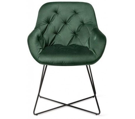 2 x Tara Spisebordsstole H84 cm velour - Sort/Junglegrøn