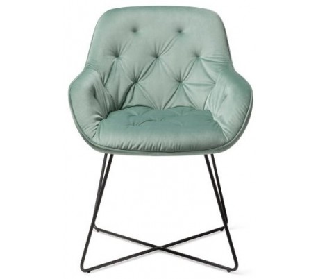 2 x Tara Spisebordsstole H84 cm velour - Sort/Junglegrøn