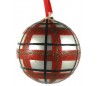 Julekugle i glas Ø10 cm - Rød/Hvid tartan
