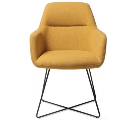 2 x Kinko Spisebordsstole H84 cm polyester - Sort/Sennepsgul