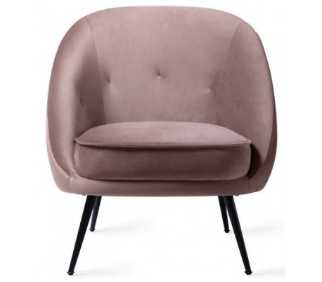 Rebun Puf til lænestol H44 cm velour - Sort/Mat pink