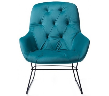 Kushiro Lænestol i velour H92 cm - Sort/Grå