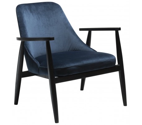 Saga loungestol i velour H73 cm - Meteorit sort