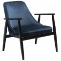 Saga loungestol i velour H73 cm - Meteorit sort
