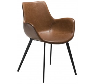Dual spisebordsstol i kunstlæder H80 cm - Vintage lysebrun