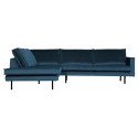 Hjørnesofa højrevendt i velour 266 x 213 cm - Blå