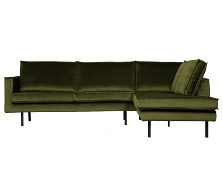 Hjørnesofa højrevendt i velour 266 x 213 cm - Blå