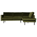 Hjørnesofa højrevendt i velour 266 x 213 cm - Blå