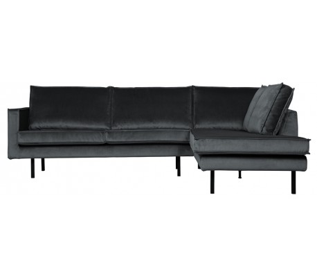 Hjørnesofa højrevendt i velour 266 x 213 cm - Oliven