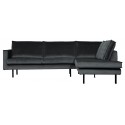 Hjørnesofa højrevendt i velour 266 x 213 cm - Oliven