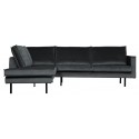 Hjørnesofa højrevendt i velour 266 x 213 cm - Mørkegrå