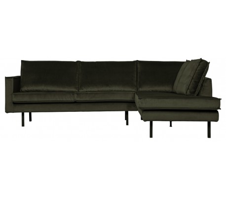 Hjørnesofa højrevendt i velour 266 x 213 cm - Pink