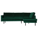 Hjørnesofa højrevendt i velour 266 x 213 cm - Mørkegrøn