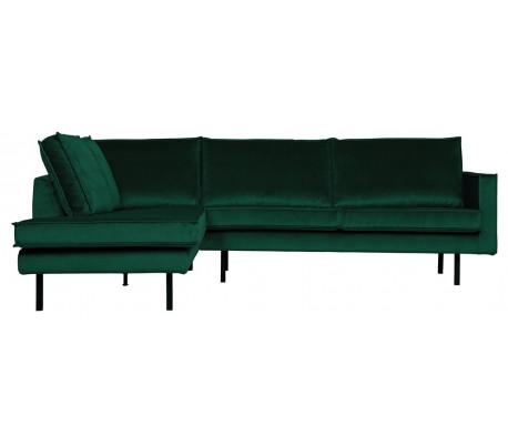 Hjørnesofa højrevendt i velour 266 x 213 cm - Grøn