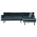 Hjørnesofa højrevendt i velour 266 x 213 cm - Mørkeblå