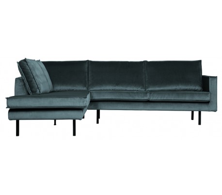 Hjørnesofa højrevendt i velour 266 x 213 cm - Teal